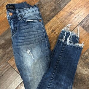 Judy Blue Women's Frayed Hem Skinny Jeans - Blue